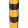 Stahlrohrpoller Ø 152 x 3,2 mm zum Aufdübeln, elastisch gelb / schwarz feuerverzinkt und gelb beschichtetmit drei schwarzen Streifen - Art.Nr. 40153NPBG