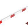 Drehschranke mit Seilzugverstärkung für Dübelbefestigung, feuerverzinkt und rot beschichtet mit weiß reflektierenden Ringen Schrankenbaumlänge: 2000 mm für Vorhangschloss - Art.Nr. 4113_20VBP – Bild 2