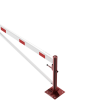 Drehschranke mit Auflagepfosten und Seilzugverstärkung für Dübelbefestigung, feuerverzinkt und rot beschichtet mit weiß reflektierenden Ringen Schrankenbaumlänge: 3500 mm für Vorhangschloss - Art.Nr. 4213_35VBP – Bild 3